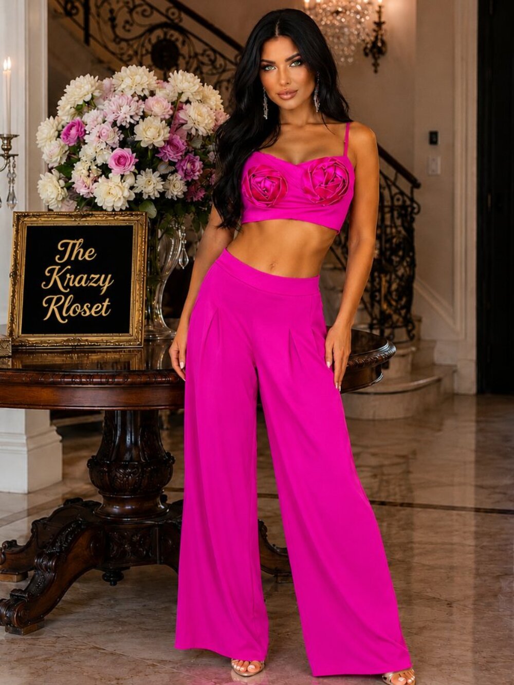 Pant and Top Set Fuchsia Pink Medium NWOT